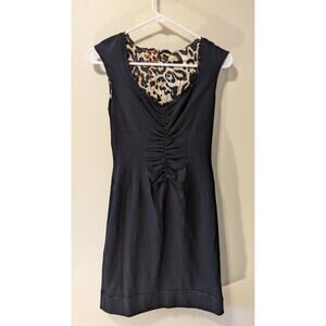 BEBE Black/leopard reversible satin mini dress small ret 165